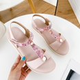 thumbnail image 1 of Vedolay Sandals for Ladies Womens Flower Low Heel Platform Sandals Elastic Ankle Strap Summer Comfortable Shoes,Pink 8.50, 1 of 5