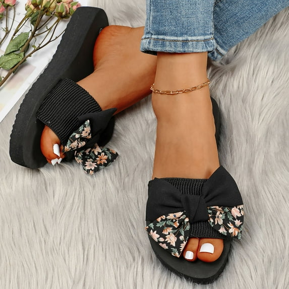 Vedolay Sandals for Women Casual Summer Women's Platform Ankle Strap Wedge Sandals, Comfortable Dressy Summer Shoes,Black 7
