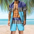 thumbnail image 1 of Vedolay Set For Men Casual Summer Men Stylish Printed Tracksuits Sport Summer Short Sleeve and Shorts Set for Men,Blue L, 1 of 5