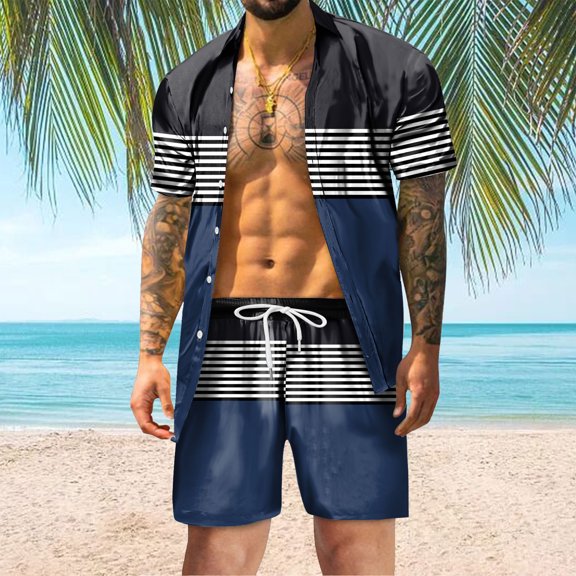 Vedolay Sets For Men Men Short Outfits 2 Piece Casual Summer Tracksuit Short Sleeve T-Shirt and Shorts Set,Red M