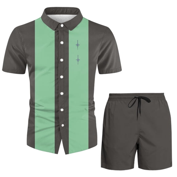 Vedolay Sets For Men Men's Short Sleeve Muscle Tee Shirts and Classic Fit Sport Shorts Sets,Gray L