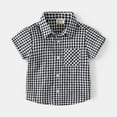 thumbnail image 1 of Vedolay Shirt for Boys Summer Lapel Button Down Plaid Short Sleeve Top,Black 18-24 Months, 1 of 2
