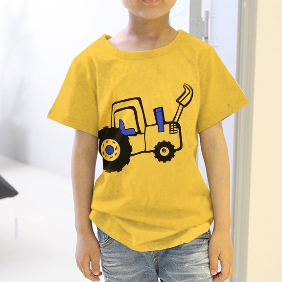 Vedolay Shirts For Boy Boys Shirt Short Sleeve Solid Comfort Flex Shirts Classic Collared Soft Fabrics,Yellow 4-5 Years