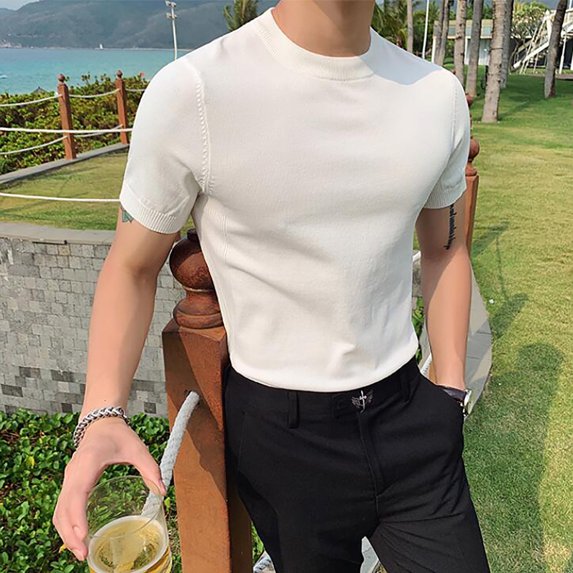 Vedolay Shirts For Men Men's Heavyweight Cotton Short Sleeve Crew Neck T-Shirt,White XL