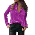 thumbnail image 1 of Vedolay Shirts for Women Plus Size 3/4 Rolled Sleeve Casual Tunic Tops Hot Pink,M, 1 of 1