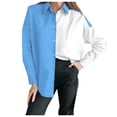 thumbnail image 1 of Vedolay Shirts for Women Plus Size 3/4 Sleeve Button Down Shirts Dressy Casual Loose Fit Tshirts Blue,S, 1 of 5