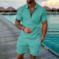 thumbnail image 1 of Vedolay Short Outfits Men's Short Sets 2 Piece Summer Tracksuit Short Shirt and Shorts Set Casual Sport Suits,Black L, 1 of 3