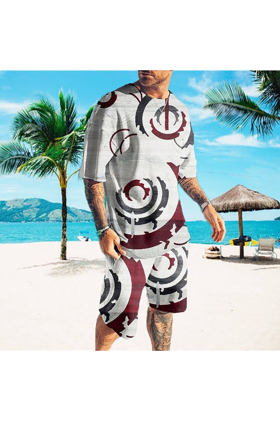 Short Outfits Mens 2 Piece Outfits Summer Shirt and Shorts Set Casual Sport Beach Outfits for Men,White S