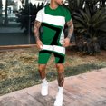thumbnail image 1 of Vedolay Short Outfits Mens Tracksuits 2 Piece Fashion Casual Short Sleeve T-Shirt and Shorts Summer Casual Sets,Green XXL, 1 of 2