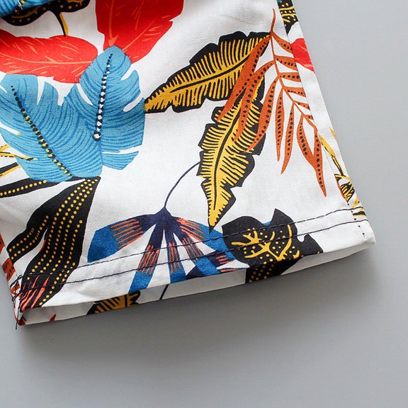 Vedolay Short Set For Boy Casual Boys Short Sleeve Prints T Shirt Tops Shorts Child Kids Gentleman Outfits 2Pcs Set,White 120