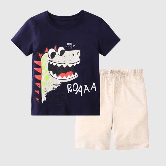 Vedolay Short Set For Boy Casual Boys' Shorts Set - Button Down Short Sleeve Shirt and Shorts - Clothing Set for Toddler Boys,Beige 2-3 Years