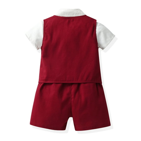 Vedolay Short Set For Boy Casual Toddler Boy Clothes 2 Piece Summer Outfit Polo Shirt + Shorts Set,Red 2-3 Years
