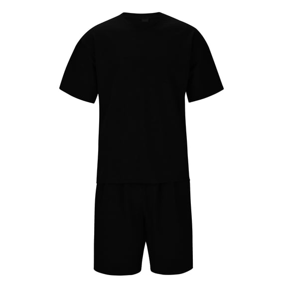 Vedolay Short Set For Men Casual 2 Piece Outfits Casual Suit Sweatsuit Sportswear Summer Tracksuit,Black M