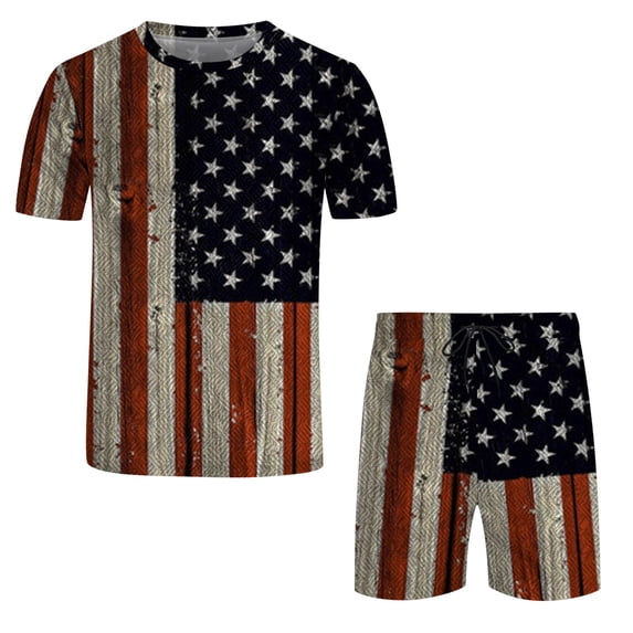 Vedolay Short Set For Men Casual Men's Summer 2 Piece Outfits Solid Short Sleeve T-Shirts Shorts Set,Red M