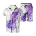 thumbnail image 1 of Vedolay Short Set For Men Casual Summer Men's 2 Piece Outfits Letter Graphic Short Sleeve Crewneck Tee Track Shorts Set,Purple 3XL, 1 of 5