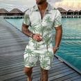 thumbnail image 1 of Vedolay Short Set For Men Casual Summer Men's Shorts Set 2 Piece Set Short Sleeves and Sports Shorts Set,Green XXL, 1 of 3