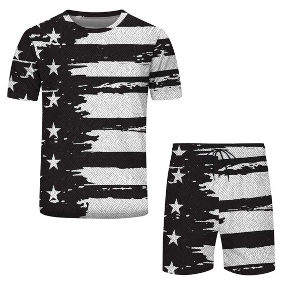 Vedolay Short Set For Men Casual Summer Men's Summer 2 Piece Outfits Casual Short Sleeve Muscle Shirts and Fit Sport Shorts Set,Blue L