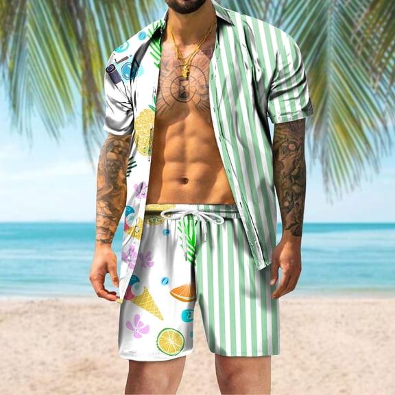 Vedolay Short Set For Men Casual Summer Men's Summer Casual Short Sleeve Muscle Tee Shirts and Classic Fit Sport Shorts Sets,Orange XL