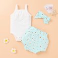 thumbnail image 1 of Vedolay Short Set For Girl Casual Summer Girl's 2 Piece Summer Outfits Floral Print Ruffle Sleeveless Top and Paperbag Waist Shorts Set,Light Blue 9-12 Months, 1 of 5