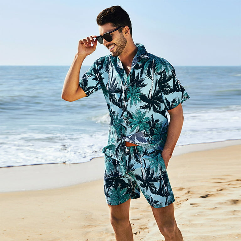 Vedolay Short Set for Men Casual Summer Beach Tropical Hawaii Sets