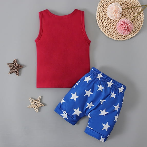 Vedolay Short Sets Boys Summer Outfits Short Sleeve T-Shirt & Shorts Sets Playwear Clothes 2 Piece,Red 3 Months