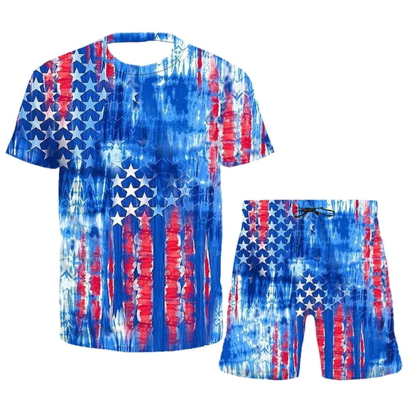 Vedolay Short Sets For Men Casual Men's 2 Piece Summer Outfits Fashion Casual Shorts Tracksuit Set,Blue 4XL