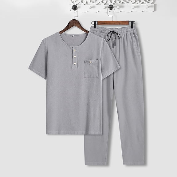 Vedolay Short Sets For Men Casual Mens Personality Summer Outfit 2 Piece Set Short Sleeve T Shirts and Shorts,Red M