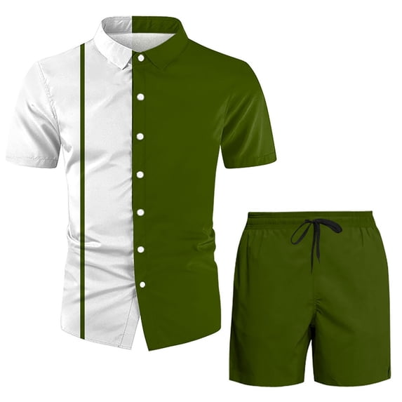 Vedolay Short Sets For Men Casual Summer Men's 2 Piece Linen Sets Button Down Shirt and Casual Beach Shorts Summer Outfits,Black XXL