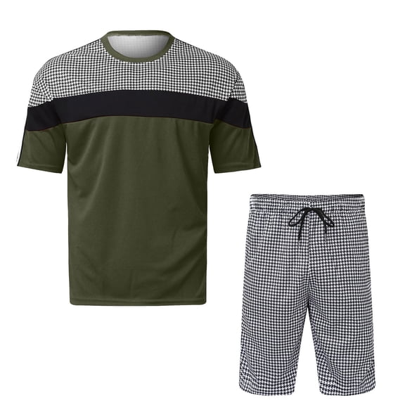 Vedolay Short Sets For Men Casual Summer Men's 2 Piece Outfits Color Block Short Sleeve T Shirt and Shorts Set with Pockets,Orange 3XL