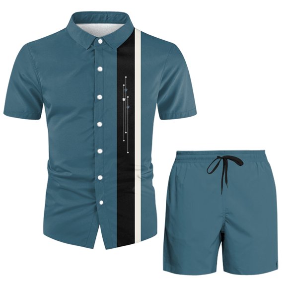Vedolay Short Sets For Men Casual Summer Mens Shorts Sets 2 Piece Outfits Vacation Casual Two Piece Outfits Sets,Sky Blue L