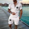 thumbnail image 1 of Vedolay Short Sets For Men Men's 2 Pieces Print Set Shirt&Short Summer Set for Men,White XXL, 1 of 2