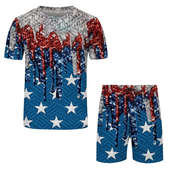 Vedolay Short Sets Men 2 Piece Outfit Men's 2 Pieces Cotton Set Shirt and Shorts Summer Outfits,Red M