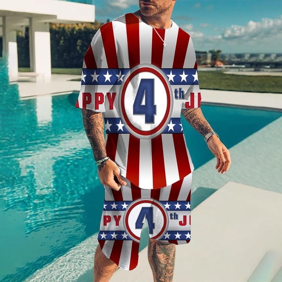 Vedolay Short Sets Men 2 Piece Outfit Mens Tshirt and Shorts Set 2 Piece Outfits Plus Size Sport Stylish Suit,White S