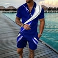 thumbnail image 1 of Vedolay Short Sets Men 2 Piece Outfits Mens 2 Piece Summer Outfits Casual Shirts Short Sleeve Tracksuit Stylish Polo Set,Blue 5XL, 1 of 3