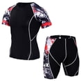 thumbnail image 1 of Vedolay Short Sets Men 2 Piece Outfits Mens Short Sets 2 Piece Casual Set Short Sleeve and Shorts Set for Men,Red L, 1 of 4
