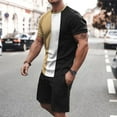 thumbnail image 1 of Vedolay Short Sets Men 2 Piece Outfits Vacation Men's 2 Piece Outfits Tracksuits Short Sleeve and Shorts Sets,Black M, 1 of 2