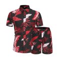 thumbnail image 1 of Vedolay Short Sets Men Men's Short Outfits 2 Piece Summer Short Sleeve Shirt and Shorts Set,Red M, 1 of 5