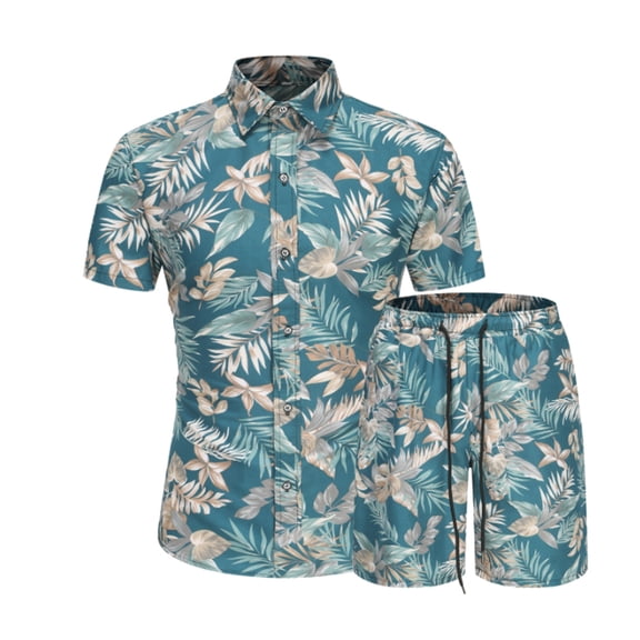 Vedolay Short Sets Men Mens Short Sets 2 Piece Outfits Summer Shirt and Shorts Set Beach Tracksuit,Light Blue M