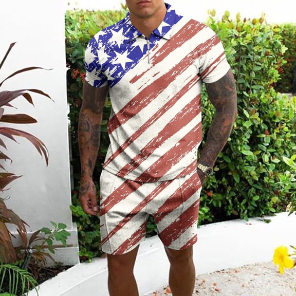 Vedolay Short Sets Men Mens Short Sets 2 Piece Outfits Summer Shirt and Shorts Set Beach Tracksuit,White XXL