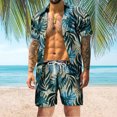 thumbnail image 1 of Vedolay Short Sets Men Set Beach Outfit Button Down Shirt and Short,Dark Gray XXL, 1 of 5