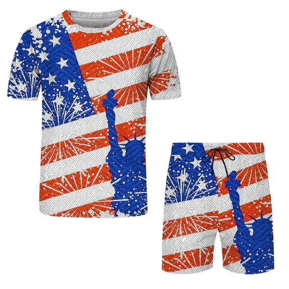 Vedolay Short Sets Mens 2 Piece Sets Outfit Casual Button Down Shirt and Short Set Summer Beach Outfits,Red L