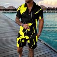 thumbnail image 1 of Vedolay Short Sets Mens Short Sets 2 Piece 2023 Summer Short Sleeve Zipper Polo Shirt and Shorts Sets,Yellow 4XL, 1 of 2