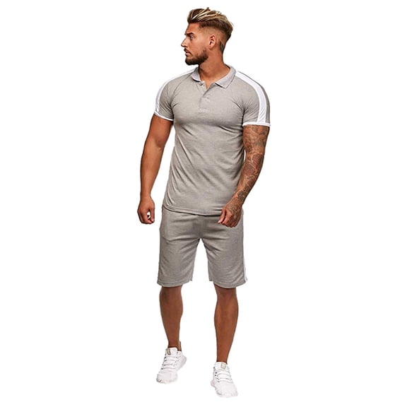 Vedolay Short Sets Mens Short Sets 2 Piece Fashion Summer Short Sleeve Shirt and Shorts Set for Men,Green S