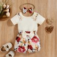 thumbnail image 1 of Vedolay Shorts Sets Girl Two Piece Girl's 2 Piece Outfit Workout Sets Short Sleeve Tee Top and Shorts,Beige 6-9 Months, 1 of 5