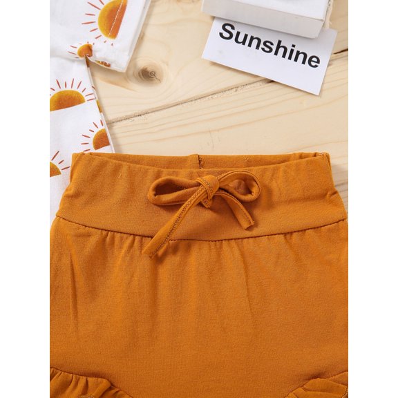 Vedolay Shorts Sets Girls 2 Piece 2 Piece Girls Outfits Set Puff Sleeve Top Belted Polka Dot Shorts for Spring Summer,White 18-24 Months