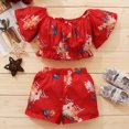 thumbnail image 1 of Vedolay Shorts Sets Girls 2 Piece Girl's 2Pc Sets Ruffle Tank and Drawstring Shorts Set,Red 2-3 Years, 1 of 4