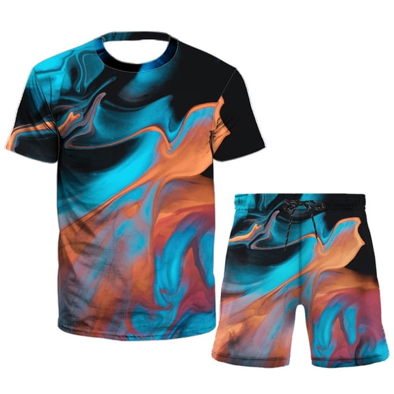 Vedolay Shorts Tracksuit For Men Men 2 Piece Outfits Summer Casual Crew Neck Shirts and Fit Shorts Set,Black XL