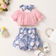 thumbnail image 1 of Vedolay Shorts Tracksuit Girl's 2 Pieces One Shoulder Ribbed Tank Top and Floral Print Shorts Set,Pink 6-9 Months, 1 of 5