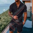 thumbnail image 1 of Vedolay Shorts Tracksuit Men's Summer 2 Piece Outfits Casual Short Sleeve Shirts and Classic Fit Shorts Sets,Black 5XL, 1 of 3