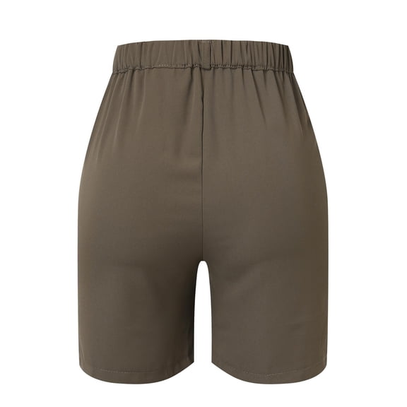 Vedolay Shorts Women's Elastic High Waist Pleated Wide Leg Shorts with Pocket,Coffee XL